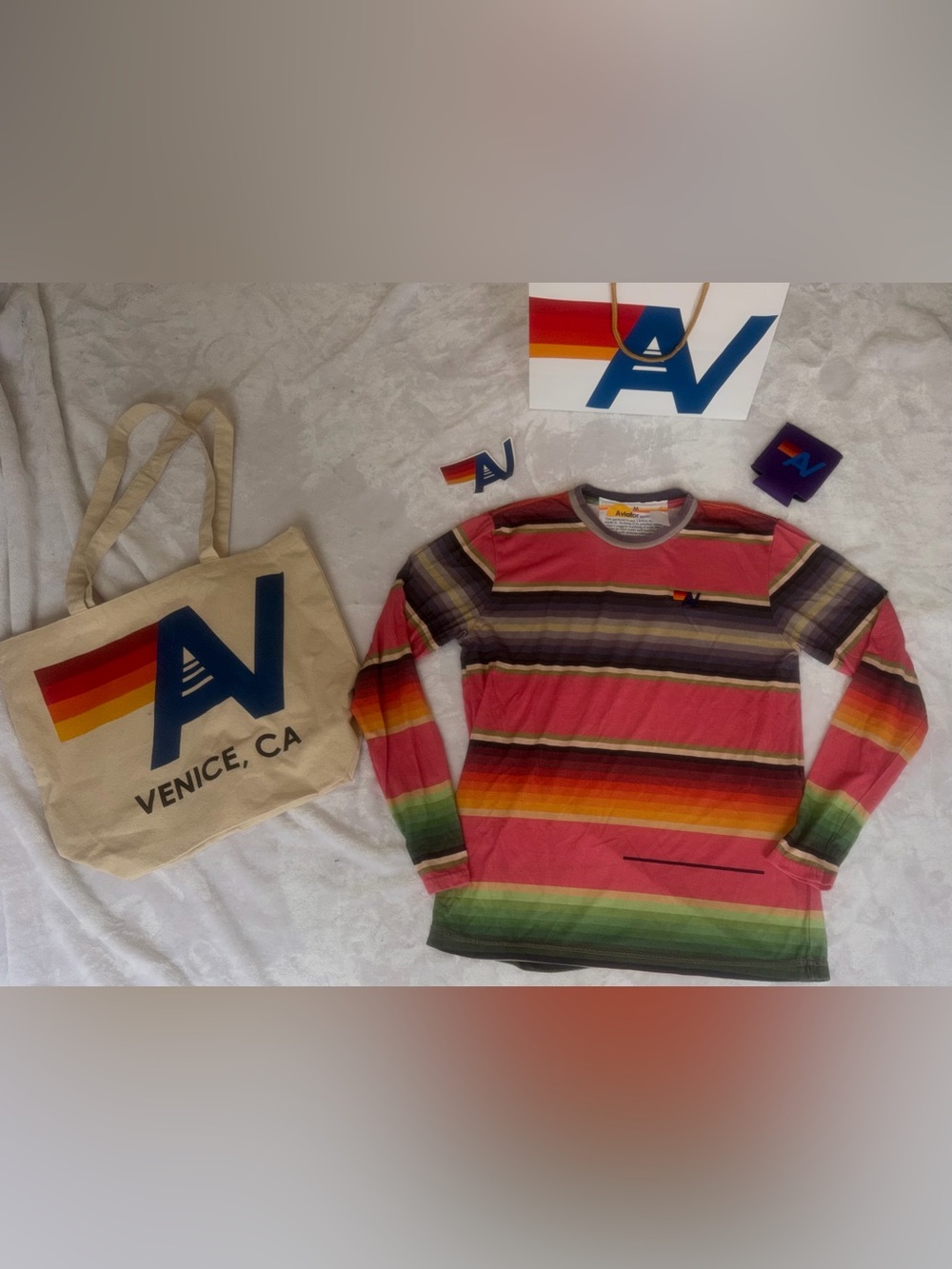 New with tag RARE Aviator Nation Serape  Shirt medium + Tote Bag